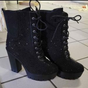 Pazzle black rhinestone boots size 8